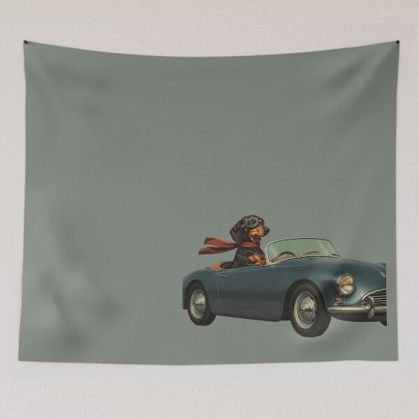 Item preview, Retro Road Trip – Vintage Dachshund in a Classic Convertible designed and sold by ManggaeJM.