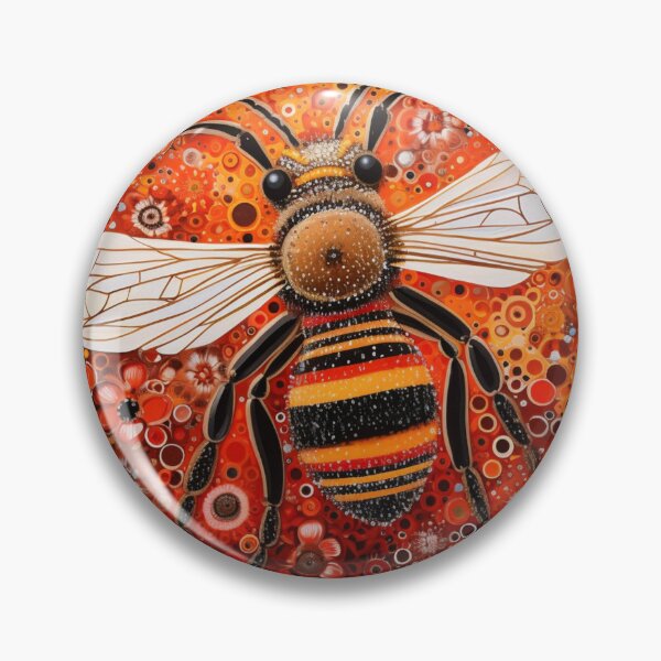 Item preview, Aboriginal Inspired Dot Art - Honeybee Floral Crimson Illustration designed and sold by GrinGalore.