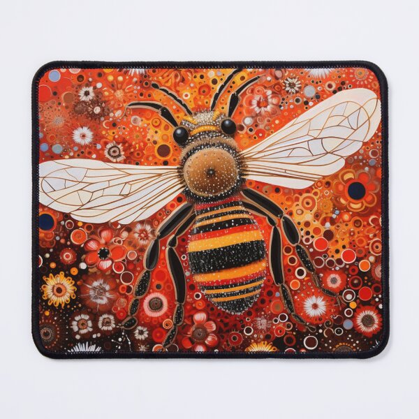 Item preview, Aboriginal Inspired Dot Art - Honeybee Floral Crimson Illustration designed and sold by GrinGalore.