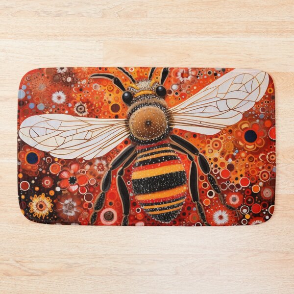 Item preview, Aboriginal Inspired Dot Art - Honeybee Floral Crimson Illustration designed and sold by GrinGalore.