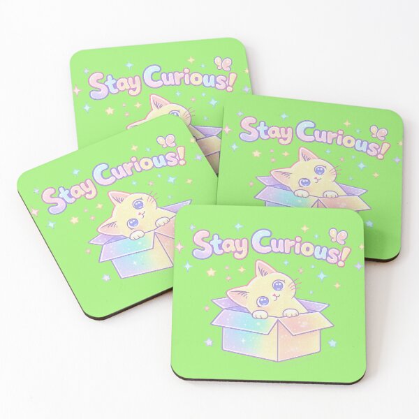 Item preview, Stay Curious Cat in Box – Pastel Rainbow Cute Motivation Design designed and sold by EdgeSphere.