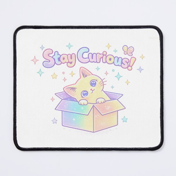 Item preview, Stay Curious Cat in Box – Pastel Rainbow Cute Motivation Design designed and sold by EdgeSphere.