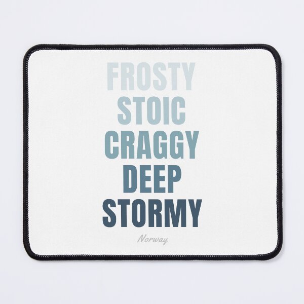 Item preview, Norway Typography, Frosty Stoic Craggy Deep Stormy Wall Art designed and sold by MarkedArtPrints.