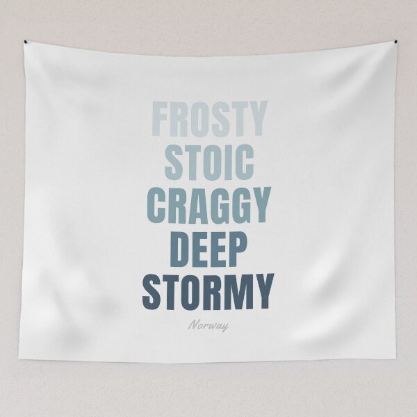 Item preview, Norway Typography, Frosty Stoic Craggy Deep Stormy Wall Art designed and sold by MarkedArtPrints.