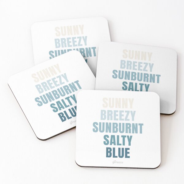 Item preview, Greece Typography, Sunny Breezy Sunburnt Salty Blue Wall Art designed and sold by MarkedArtPrints.