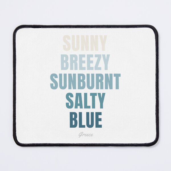 Item preview, Greece Typography, Sunny Breezy Sunburnt Salty Blue Wall Art designed and sold by MarkedArtPrints.