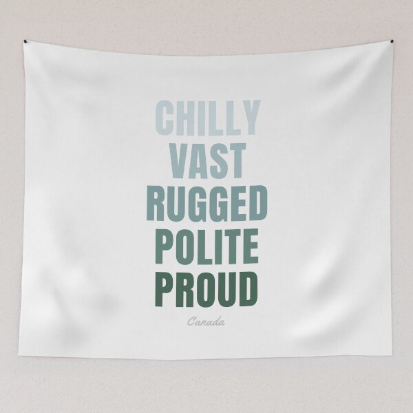 Item preview, Canada Typography, Chilly Vast Rugged Polite Proud Wall Art designed and sold by MarkedArtPrints.