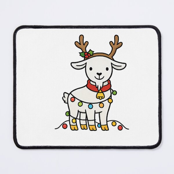 Item preview, Cute Christmas Goat Reindeer with Festive Fairy Lights Illustration designed and sold by aleano2026.