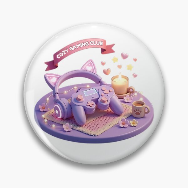 Item preview, Cozy Gaming Club Sticker: Kawaii Cat Ear Headphones & Controller designed and sold by AlruanceStudio.