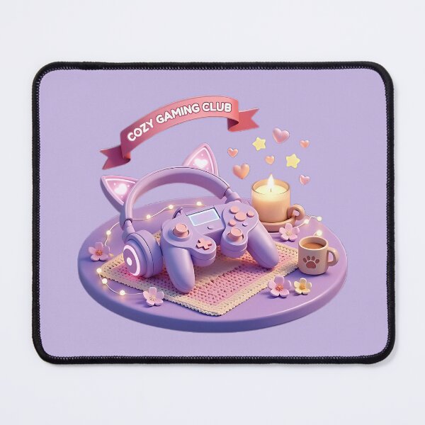 Item preview, Cozy Gaming Club Sticker: Kawaii Cat Ear Headphones & Controller designed and sold by AlruanceStudio.