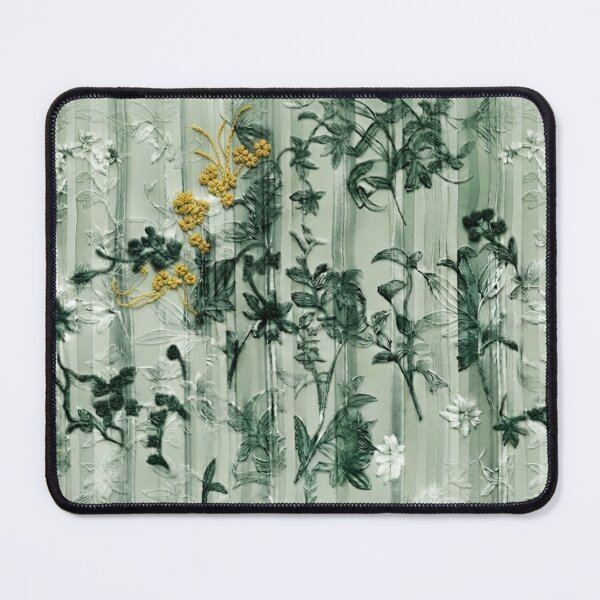 Item preview, Elegant Japanese Sage Green and Yellow Floral Stripe Pattern designed and sold by Kokeshidreams.