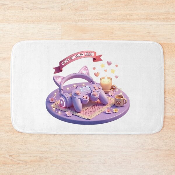Item preview, Cozy Gaming Club Sticker: Kawaii Cat Ear Headphones & Controller designed and sold by AlruanceStudio.