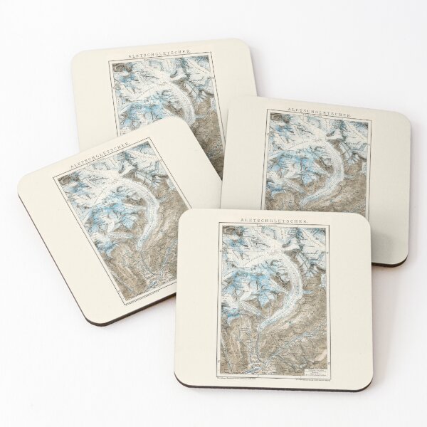 Item preview, Antique 1894 Aletsch Glacier map designed and sold by Anne Londez Studio.