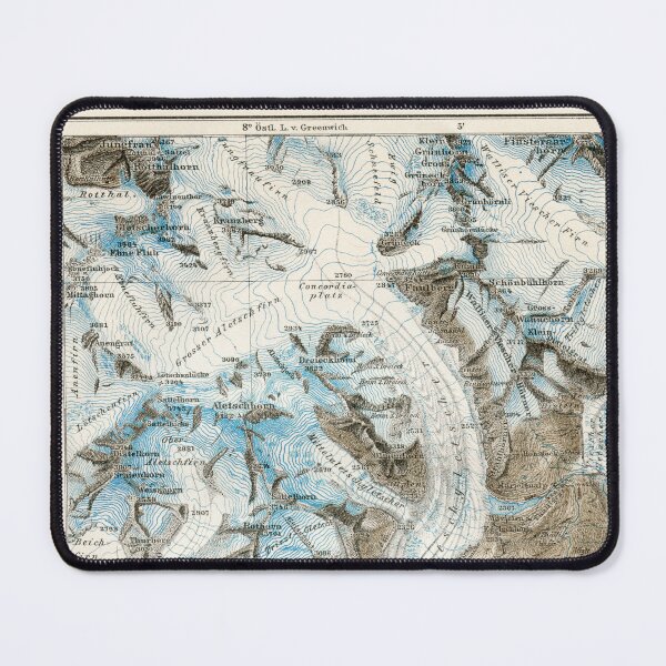 Item preview, Antique 1894 Aletsch Glacier map designed and sold by Anne Londez Studio.