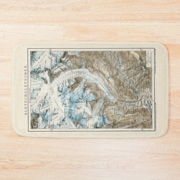 Item preview, Antique 1894 Aletsch Glacier map designed and sold by Anne Londez Studio.