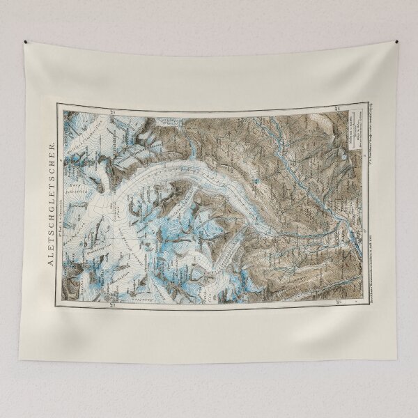 Item preview, Antique 1894 Aletsch Glacier map designed and sold by Anne Londez Studio.