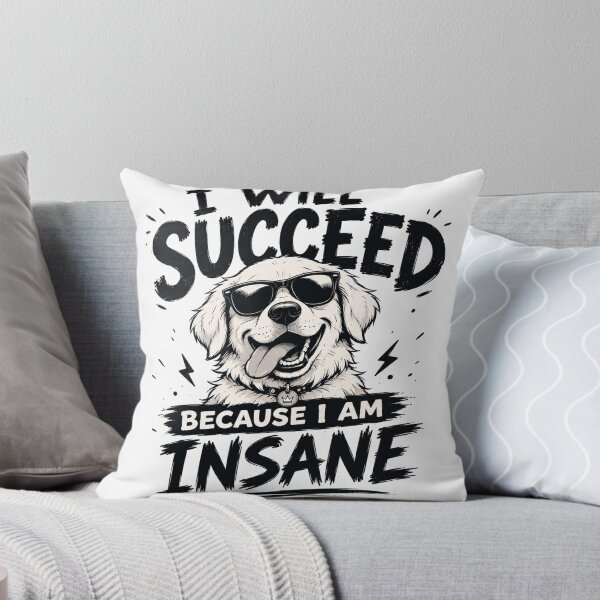 Item preview, I Will Succeed Because I Am Insane Dog T-Shirt – Funny Crazy Dog Sunglasses Meme Graphic Tee designed and sold by Artimax-Studio.