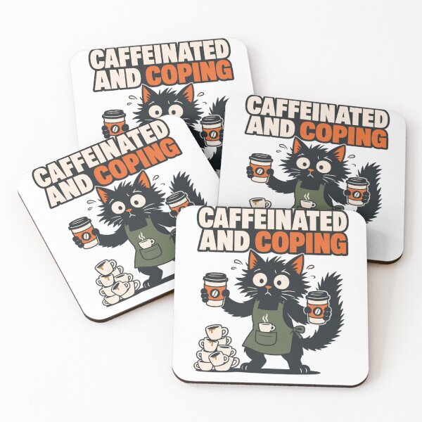 Item preview, Caffeinated and Feral | Furry Barista Anthro Cat Coffee Humor designed and sold by Furrenzy.