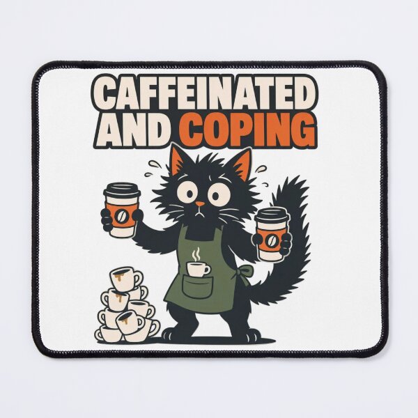 Item preview, Caffeinated and Feral | Furry Barista Anthro Cat Coffee Humor designed and sold by Furrenzy.