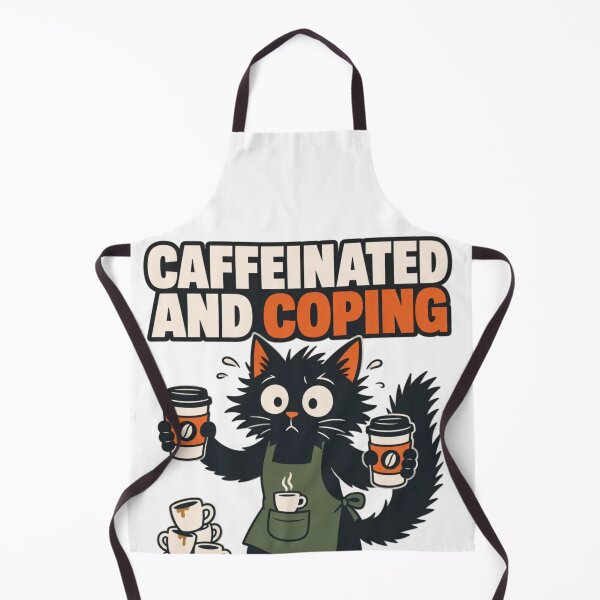 Item preview, Caffeinated and Feral | Furry Barista Anthro Cat Coffee Humor designed and sold by Furrenzy.