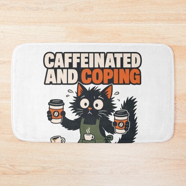 Item preview, Caffeinated and Feral | Furry Barista Anthro Cat Coffee Humor designed and sold by Furrenzy.