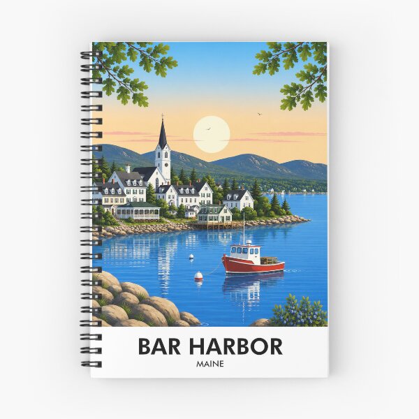 Item preview, Bar Harbor Retro Travel Print designed and sold by HomeLivingCo.