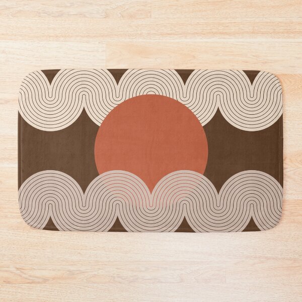 Item preview, Mid Century Modern Sun and Waves Geometric Abstract in Earthy Terracotta designed and sold by nineFlorals.