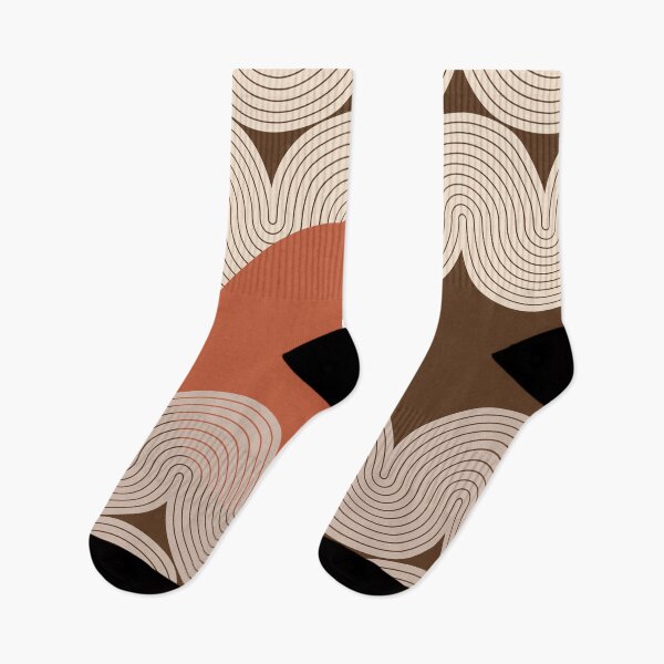 Item preview, Mid Century Modern Sun and Waves Geometric Abstract in Earthy Terracotta designed and sold by nineFlorals.