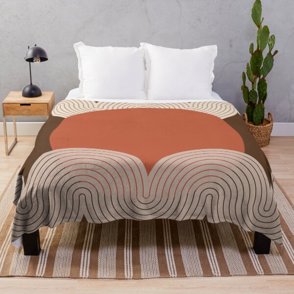 Item preview, Mid Century Modern Sun and Waves Geometric Abstract in Earthy Terracotta designed and sold by nineFlorals.