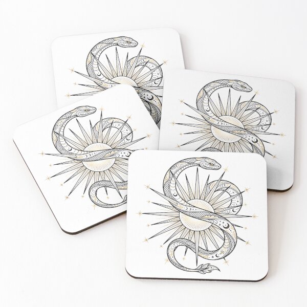 Item preview, Celestial Serpent and Sun - Fine Line Mystical Art designed and sold by MissoStudio.