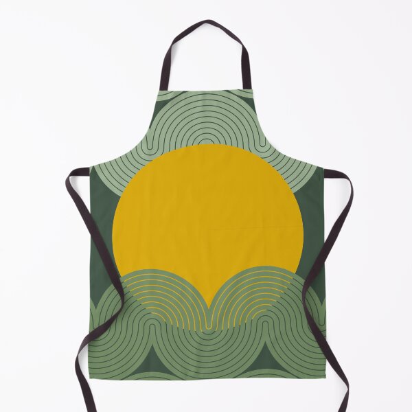 Item preview, Mid Century Modern Sun and Waves Geometric Abstract in Matcha and Mustard designed and sold by nineFlorals.