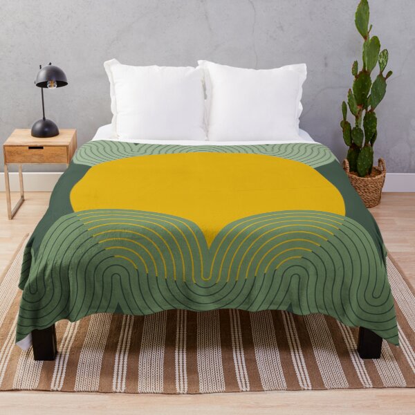 Item preview, Mid Century Modern Sun and Waves Geometric Abstract in Matcha and Mustard designed and sold by nineFlorals.