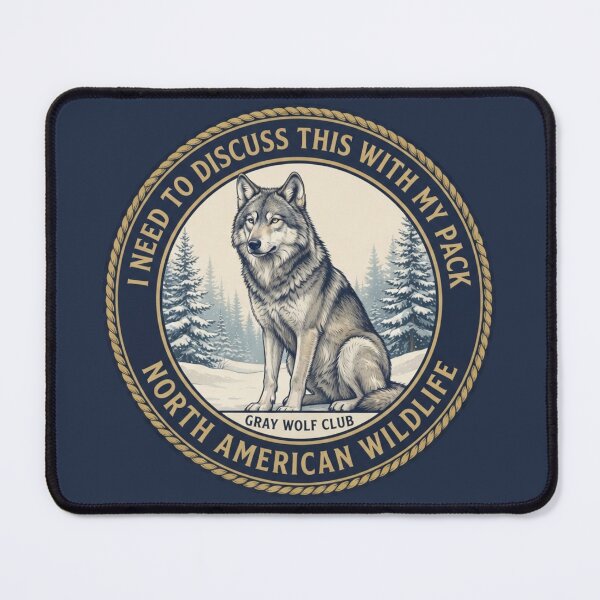 Item preview, I Need To Discuss This With My Pack Wolf Humor Badge designed and sold by CalmCapy Co.