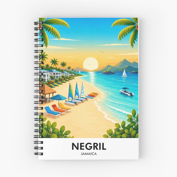 Item preview, Negril Retro Travel Print designed and sold by HomeLivingCo.