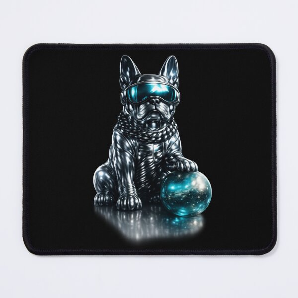 Item preview, Chrome Silver Cosmic French Bulldog with Galaxy Planet – Futuristic Metallic Pop Art designed and sold by Anyshca.
