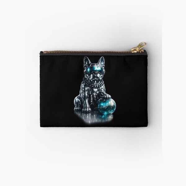 Item preview, Chrome Silver Cosmic French Bulldog with Galaxy Planet – Futuristic Metallic Pop Art designed and sold by Anyshca.