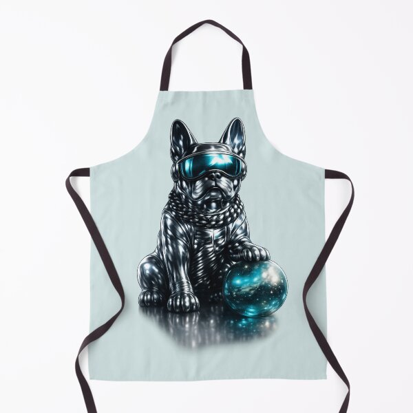 Item preview, Chrome Silver Cosmic French Bulldog with Galaxy Planet – Futuristic Metallic Pop Art designed and sold by Anyshca.