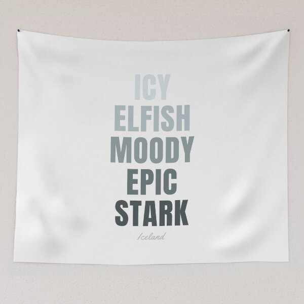 Item preview, Iceland Typography, Icy Elfish Moody Epic Stark Wall Art designed and sold by MarkedArtPrints.