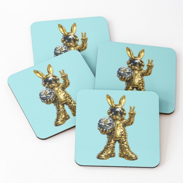 Item preview, Gold Mirror Astronaut Bunny Holding Earth – Metallic Space Pop Art designed and sold by Anyshca.