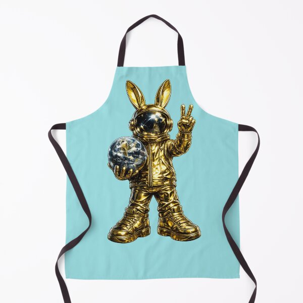 Item preview, Gold Mirror Astronaut Bunny Holding Earth – Metallic Space Pop Art designed and sold by Anyshca.