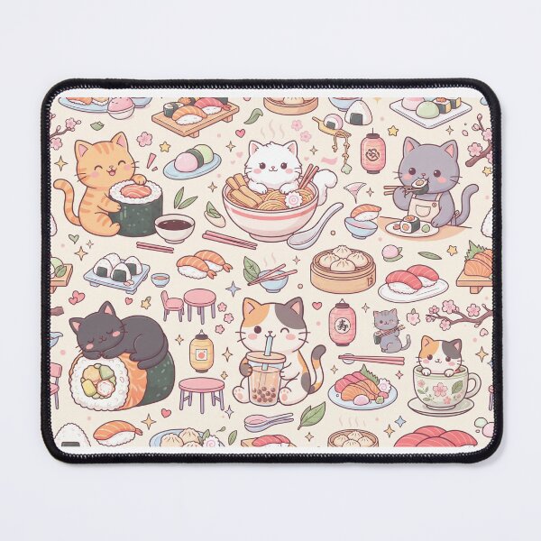 Item preview, Sushi Cat Café | Cute Kawaii Cat & Sushi Seamless Pattern | Cozy Food Friends designed and sold by AP Digi Store.