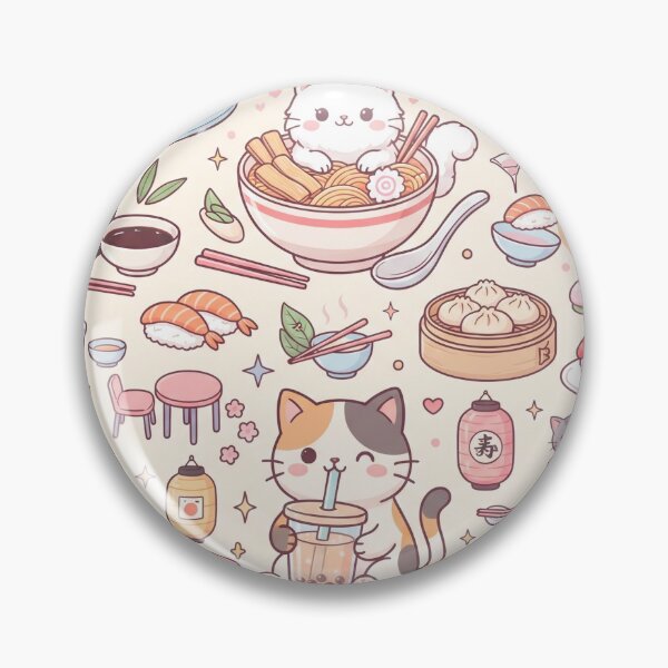 Item preview, Sushi Cat Café | Cute Kawaii Cat & Sushi Seamless Pattern | Cozy Food Friends designed and sold by AP Digi Store.