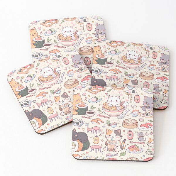 Item preview, Sushi Cat Café | Cute Kawaii Cat & Sushi Seamless Pattern | Cozy Food Friends designed and sold by AP Digi Store.