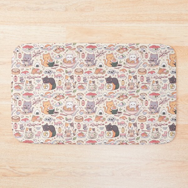 Item preview, Sushi Cat Café | Cute Kawaii Cat & Sushi Seamless Pattern | Cozy Food Friends designed and sold by AP Digi Store.