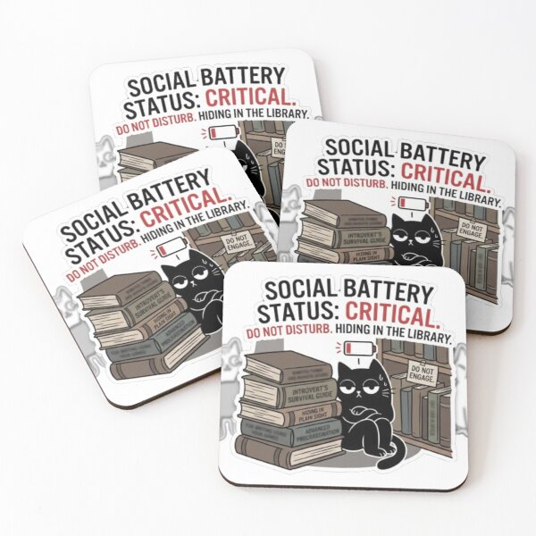 Item preview, Cynic Cat: Social Battery Status Critical Library Sticker designed and sold by Gabzerinho.