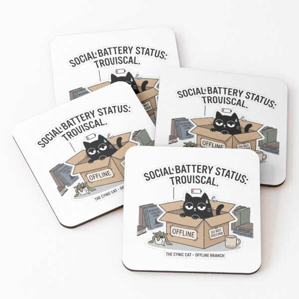 Item preview, Social Battery Status Critical Cynic Cat designed and sold by Gabzerinho.