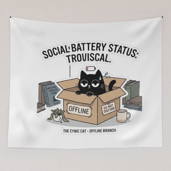 Item preview, Social Battery Status Critical Cynic Cat designed and sold by Gabzerinho.