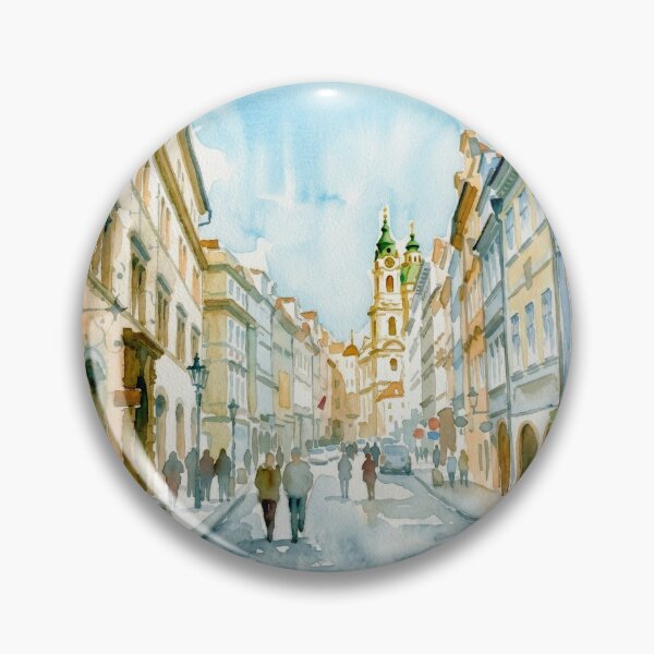 Item preview, Prague Street Watercolor Mala Strana designed and sold by caracatita75.