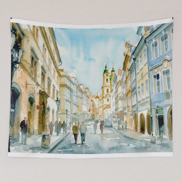 Item preview, Prague Street Watercolor Mala Strana designed and sold by caracatita75.