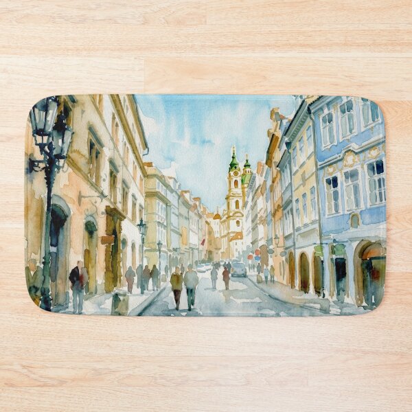 Item preview, Prague Street Watercolor Mala Strana designed and sold by caracatita75.